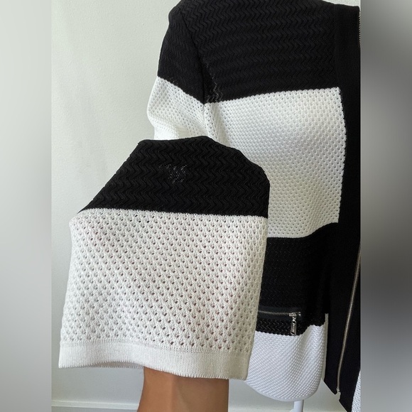 MISOOK Black and White Mesh Zip Up Blazer. Size Large - Picture 2 of 10
